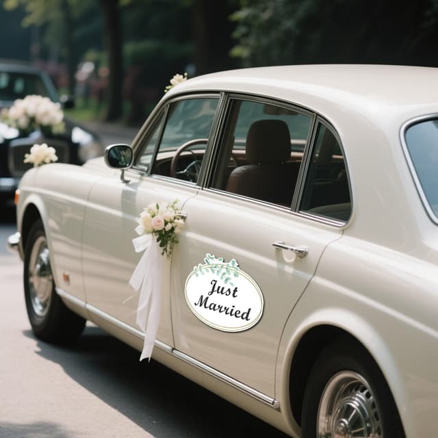 Thumbnail 2 de Just Married Car Magnets 11x6.9in