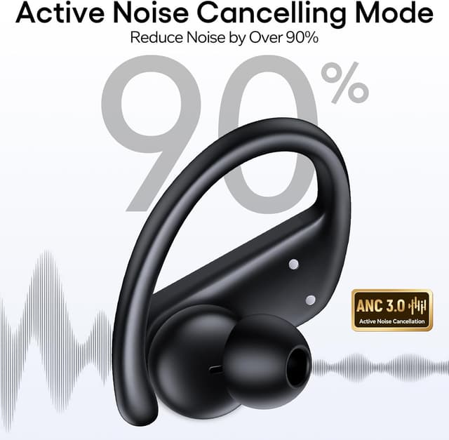 Detalle 2 de Hybrid Active Noise Cancelling Wireless Ear Buds with Transparency Mode, 80 Hrs Playtime, Bluetooth 5.4 & Earhooks