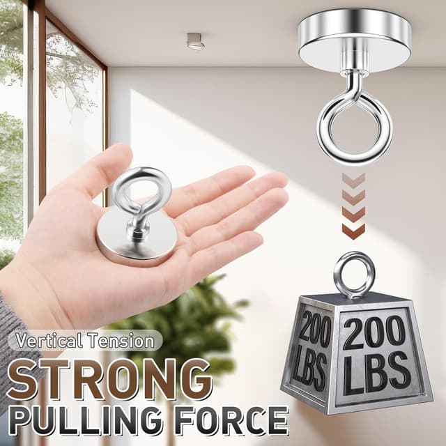 Detalle de Fishing Magnets 90 KG (200 LB) Pulling Force Neodymium Magnet with Lifting Eye-Bolt (1.76 inch diameter)