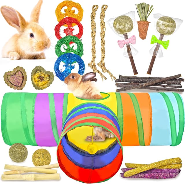 Detalle de Ousiya 26-in-1 natural rabbit toys set