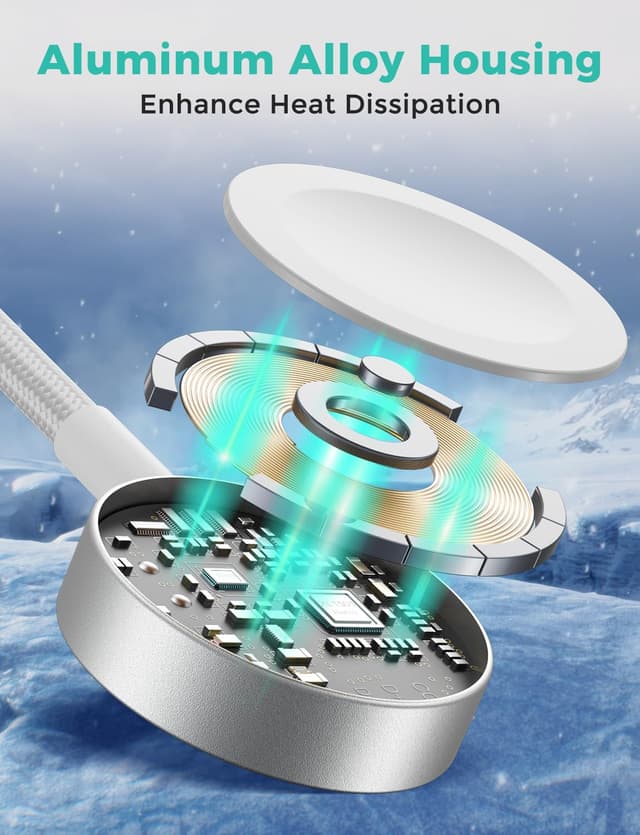 Detalle 2 de Amasuki Weiß 2er-Set 3-in-2 USB‑C Kabel für Apple Watch & iPhone