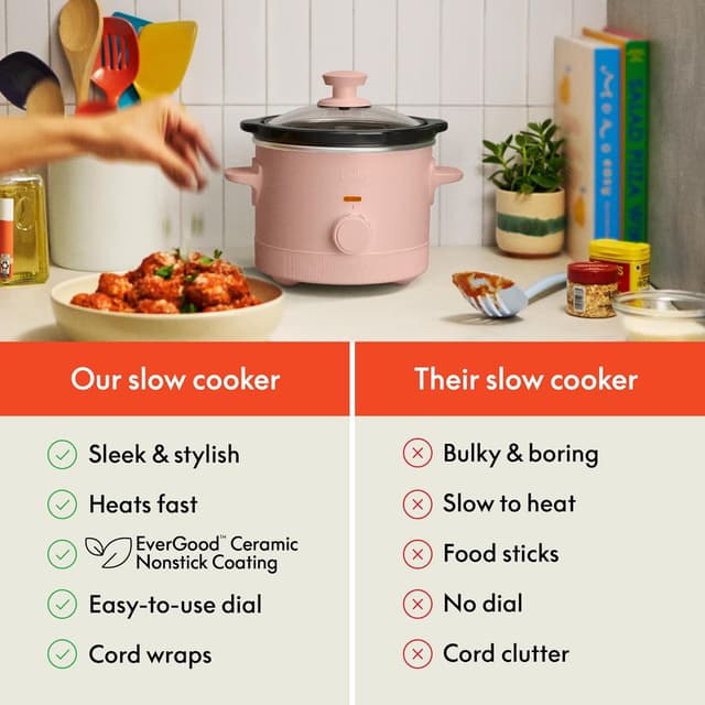 Thumbnail 6 de bella 1.5 Qt Slow Cooker with 3 Heat Manual Control, Ceramic Nonstick Coating (Blossom)