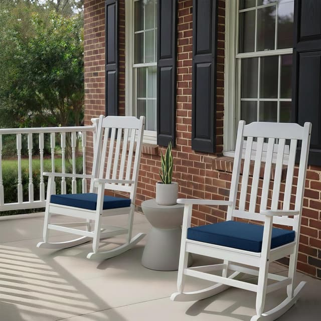 Detalle de Fitfree Outdoor Chair Cushions (Set of 4) – Water-Resistant, Fade-Resistant Patio Seat Pads with Ties, Navy Blue, 19 x 19 Inch