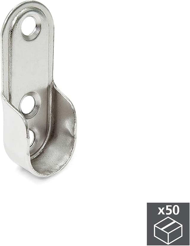 Detalle 1 de Emuca - Soporte Lateral Oval Niquelado para Armario 🛠️ 50 Pzas