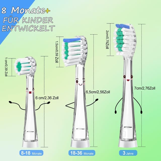 Detalle de Ersatzbürsten für Seago & Teeteck Kinderzahnbürsten – 5er-Set kompatibel mit SG-513/SG-977/SG-2139