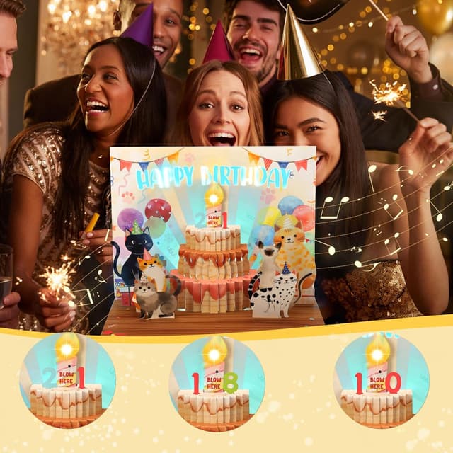 Thumbnail 3 de Ecloverlife Geburtstagskarte Katzen 3D Musik