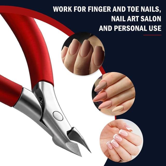 Detalle 2 de FVION Tronchesino Professionale per Cuticole da 5 mm in acciaio inox, manico in gomma – Rosso