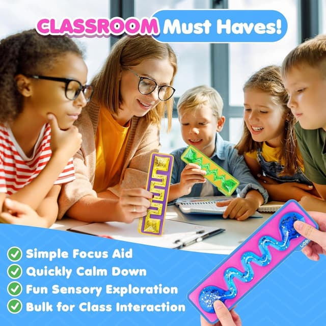 Detalle de LESONG 3-Pack Sensory Fidget Toys for Kids – Squishy calming goo sensory tubes for preschool