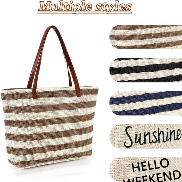 Thumbnail 6 de JFAN Stroh Strandtasche 35×12×19 cm