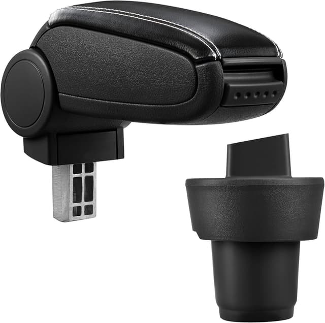 Detalle de pro.tec Mittelarmlehne Armauflage mit Staufach (gepolstert) für Seat Mii – schwarz mit weißen Nähten