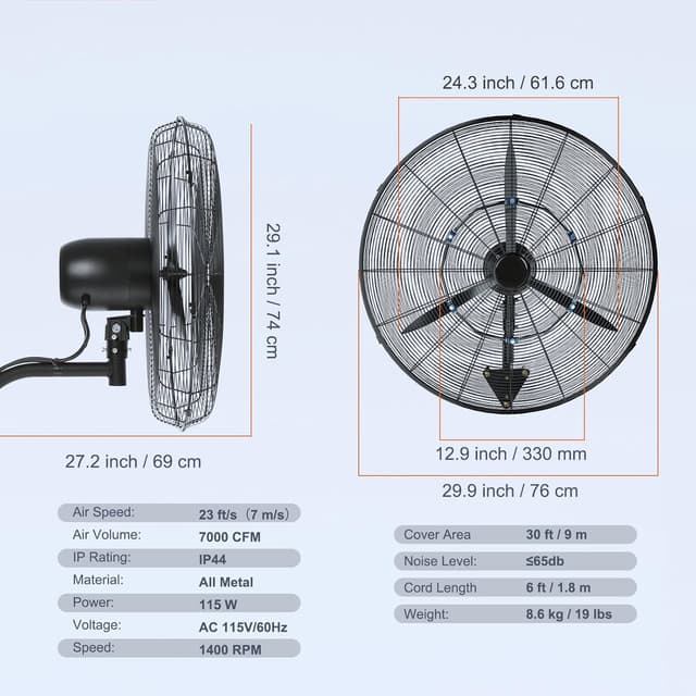 Thumbnail 2 de VEVOR Ventilatore da Parete 61,6 cm 🌀