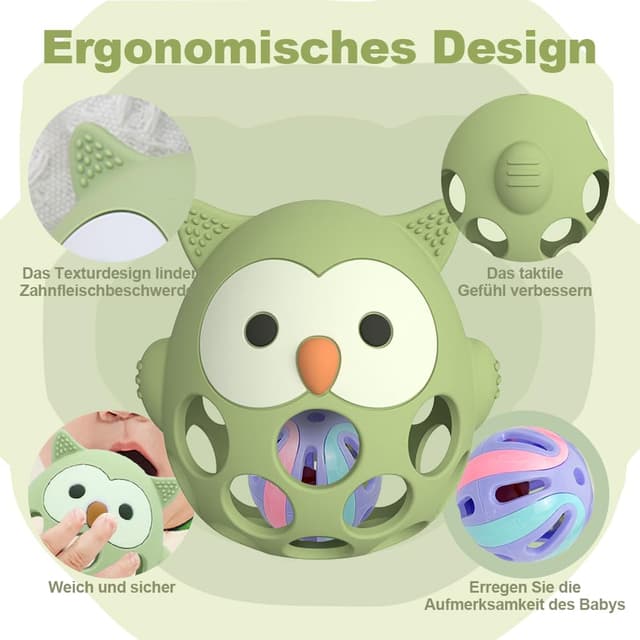Detalle 2 de Baby Beißring und Rassel 3-teilig ab 0 Monaten