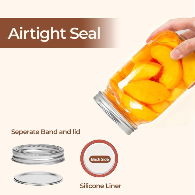 Detalle de ComSaf Wide Mouth Mason Jars 32 oz glass jars 🫙