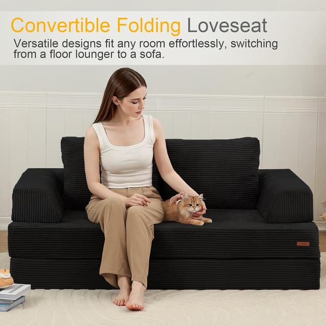 Detalle de COMAX Futon Sofa Bed Convertible 4‑in‑1