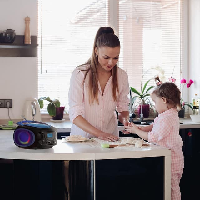 Thumbnail 6 de KLIM Boombox – Radio FM portatile stereo con lettore CD, Bluetooth e USB (batterie ricaricabili incluse)