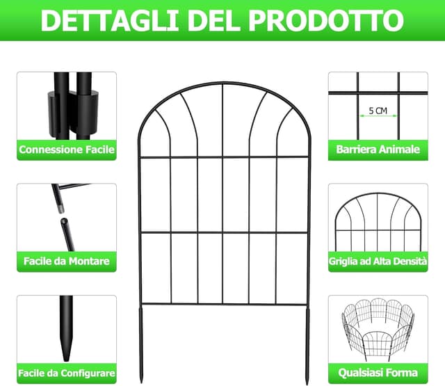 Thumbnail 2 de Recinzione Giardino in Metallo 60 cm 10 pannelli