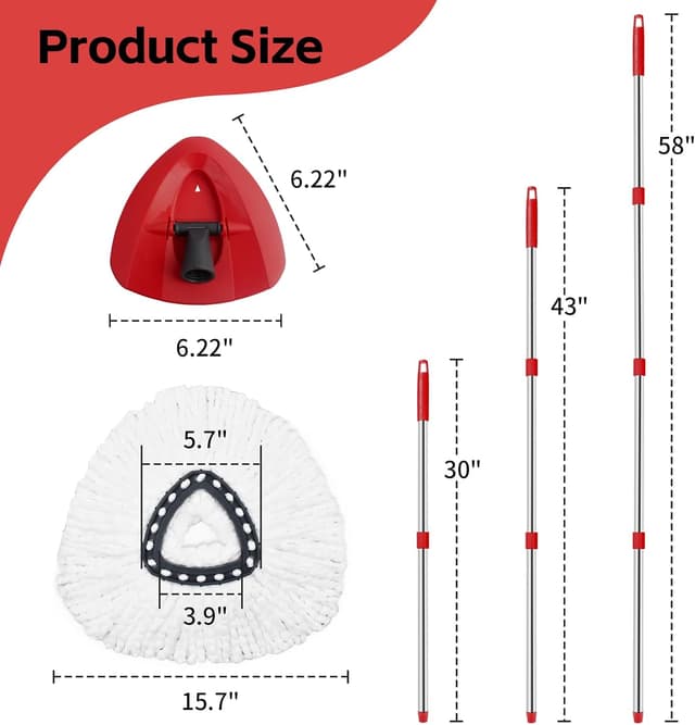 Thumbnail 3 de ANREKEYH Spin Mop Head, 2 Refills ⚙