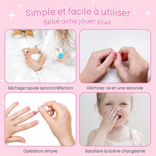 Detalle de Aieenjor Kinder-Nagellack-Set (6 Farben) – ab ca. 2–5 Jahre, wasserbasiert & abziehbar