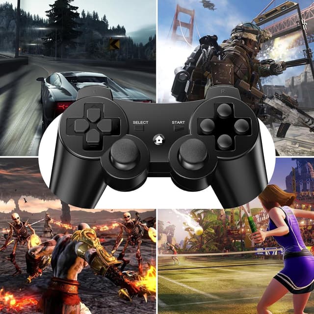 Detalle de PS3 Controller im 2er-Set: Wireless Gamepad mit Bluetooth, Dual Shock & Akku