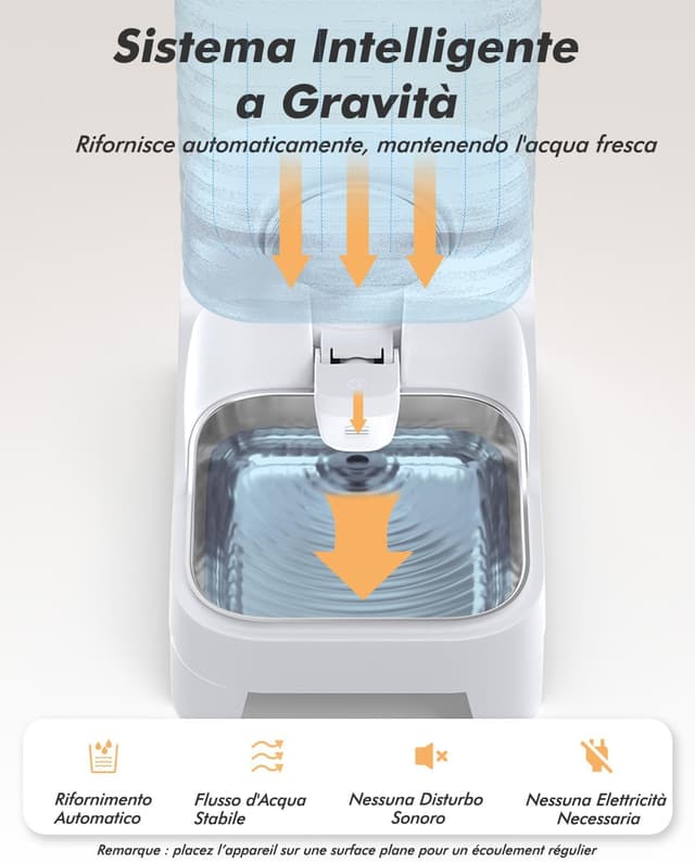 Detalle 2 de Distributore d’acqua automatico a gravità da 8L con filtro e rubinetto antigoccia per gatti e cani
