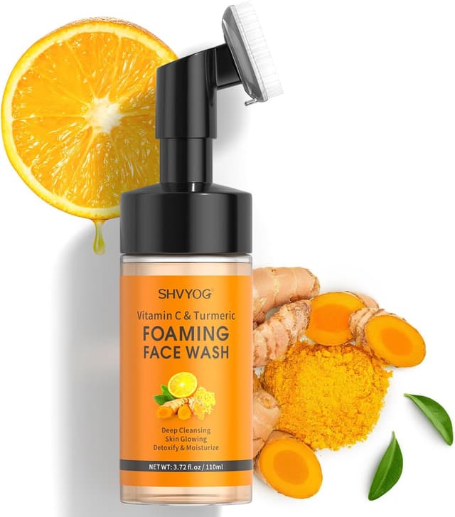 Detalle de Mousse nettoyante visage vitamine C & curcuma avec brosse en silicone