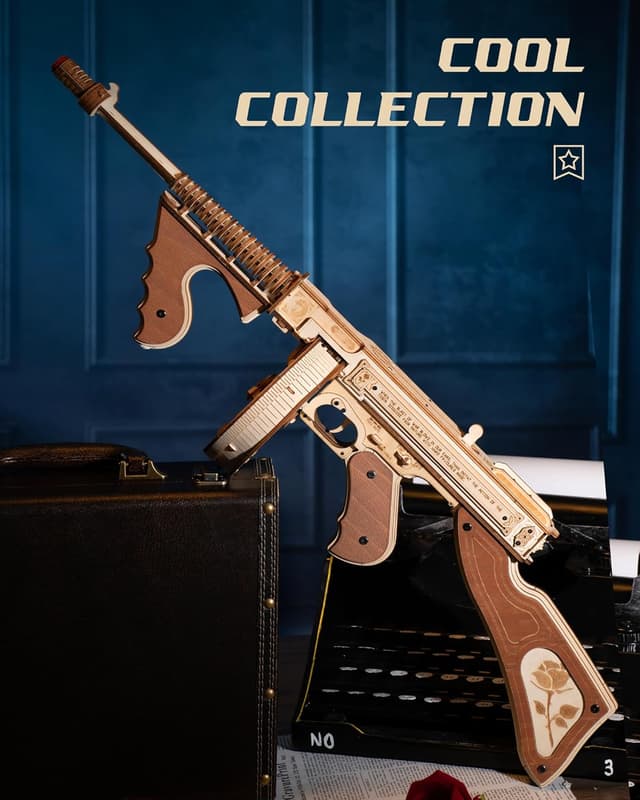 Detalle 2 de Robotime Puzzle 3D en bois Thompson (maquette pistolet) à construire, modèle adulte