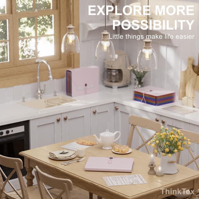 Detalle 2 de ThinkTex 12-Pocket File Organiser (A4 Expanding File Folders) – Morandi Purple