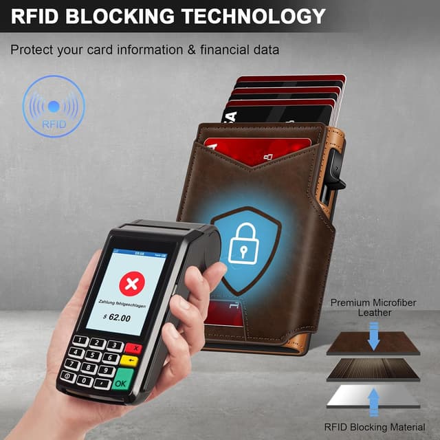 Detalle de Men's Slim Pop-Up Wallet with 9-13 Card Holders ⚖