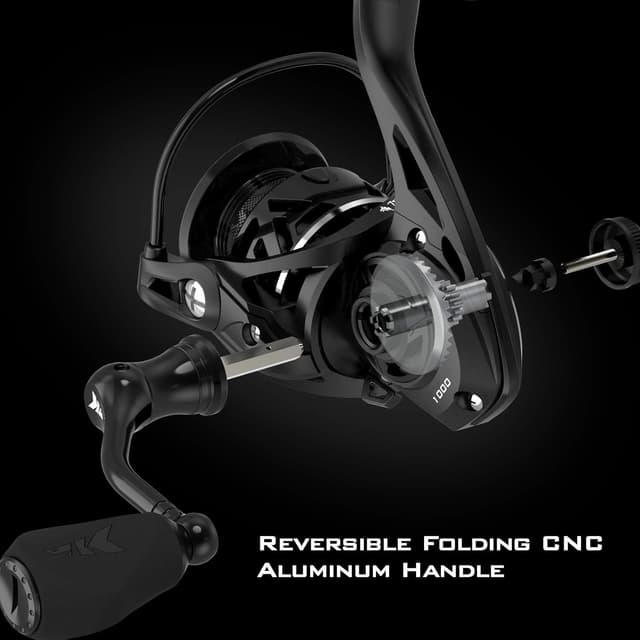 Detalle de KastKing Zephyr Spinning Reels (7+1/6+1 BB, Carbon Fiber Drag, Sizes 500/1000 SFS) – ICE Fishing Ready