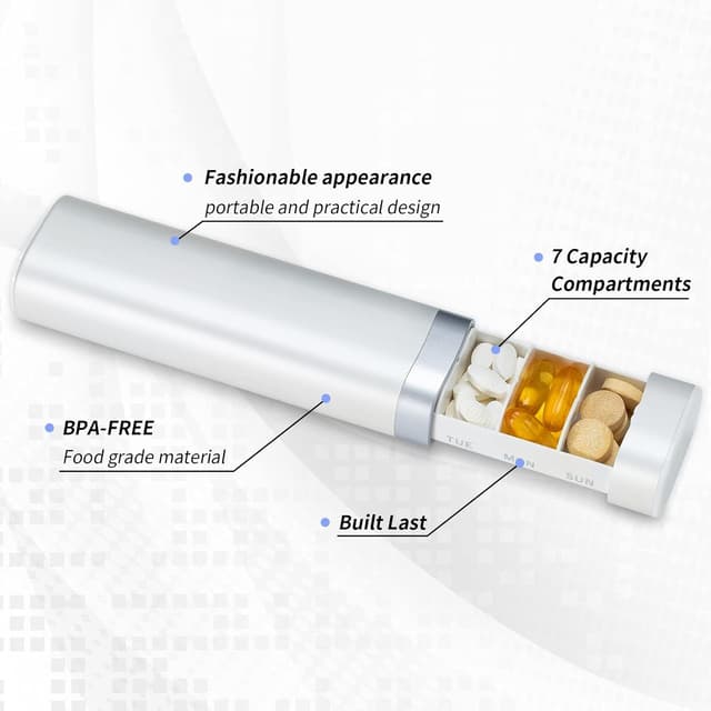 Thumbnail 6 de Betife Tablettenbox 7 Tage (BPA-frei) – wöchentlicher Pillen-Organizer für Reise, Vitamine & Medikamente