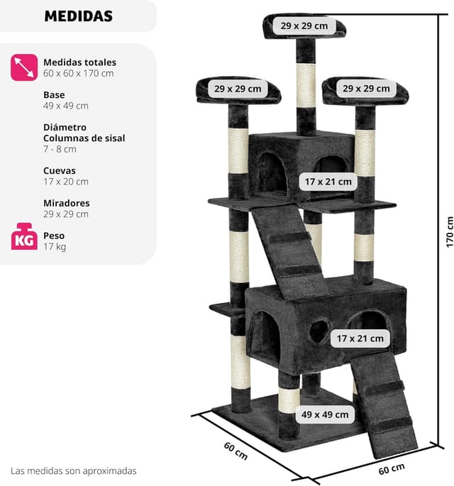 Thumbnail 5 de TecTake Rascador para Gatos 170 cm