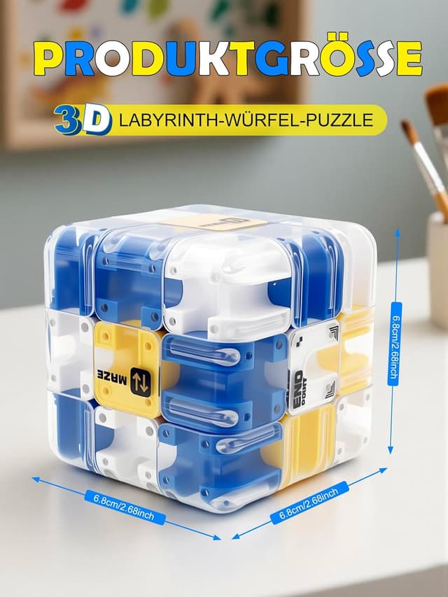 Thumbnail 1 de DealKits 3D Zauberwürfel & Labyrinth Kugel – komplexes Würfel-Puzzle mit rollenden Kugeln (6,9 cm)