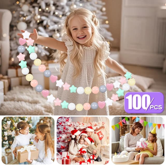 Detalle de GOGOSO Ball Pit Balls (100pcs) Star & Heart Plastic Balls for Toddlers Kids