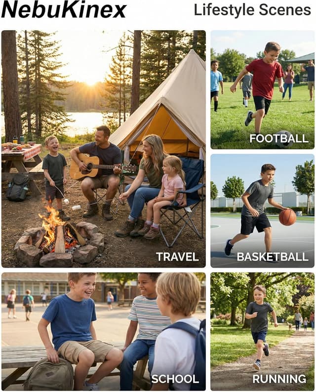 Detalle 2 de NebuKinex Boys 6-Pack Athletic Shirts (Youth, Quick-Dry, UPF 50+)