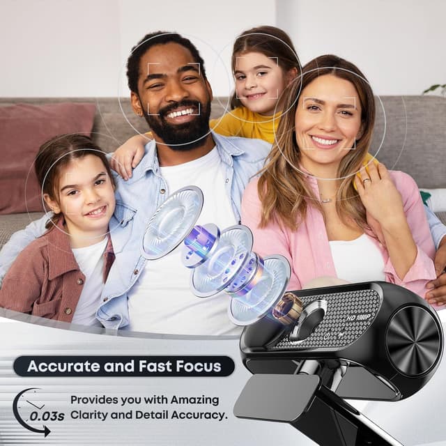 Detalle de Shcngqio TWC29 1080P HD Webcam with Microphone (Noise Cancellation, Privacy Cover, Wide-Angle Lens) – Black