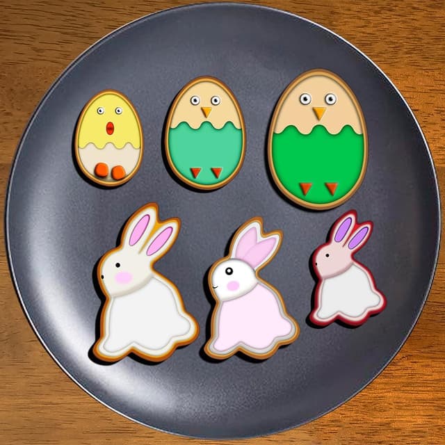 Detalle 1 de 18-Piece Stainless Steel Easter Cookie Cutter Set (Bunny, Bunny Face, Rabbit, Egg, Chick, Carrot)