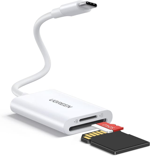 Detalle de UGREEN Lettore di Schede USB-C SD/TF (OTG) con supporto Micro SD e doppio slot, Bianco