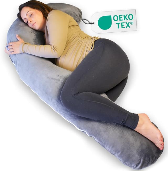 Imagen de Ella Schwangerschaftskissen U‑Kissen 155 x 80 cm Grau en OfertitasTOP