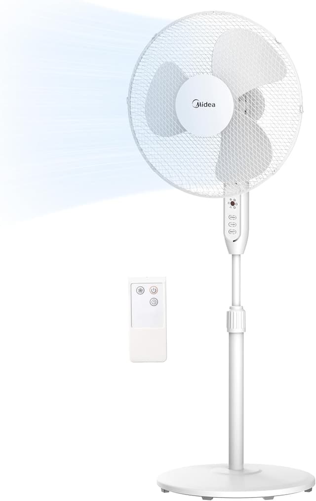 Detalle de Midea MFS400M0APW0, ventilatore a piantana silenzioso con telecomando e altezza regolabile