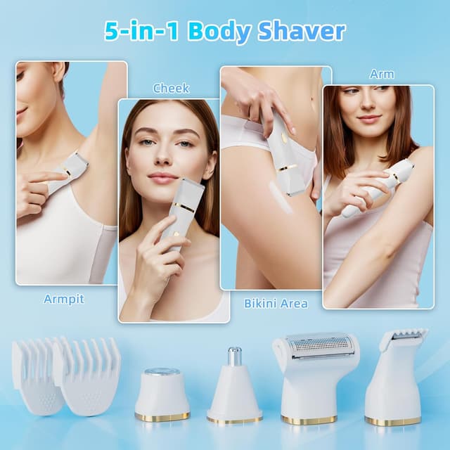 Detalle de Rasuradora 5 en 1 para Mujer, cuerpo/rostro 🪒 IPX7