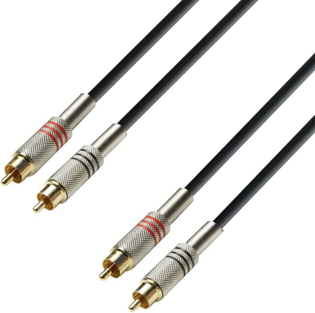Detalle de Adam Hall Cables 3 STAR TCC 0300 : câble audio 2×RCA mâle vers 2×RCA mâle, 3 m (noir)