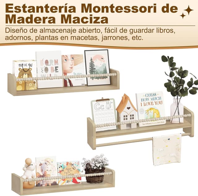 Thumbnail 4 de WOLTU Estantes Flotantes Infantiles de Madera