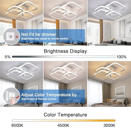 Detalle 2 de Comely 48W Lámpara LED de Techo Cuadrados 📡