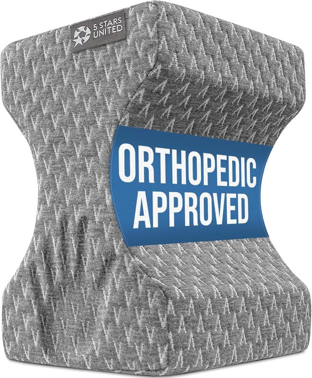 Detalle de 5 STARS UNITED Knee Pillow for Side Sleepers (Memory Foam) – Hip Pain Relief, Between-Legs Cushion for Sciatica & Lower Back Pain, Grey