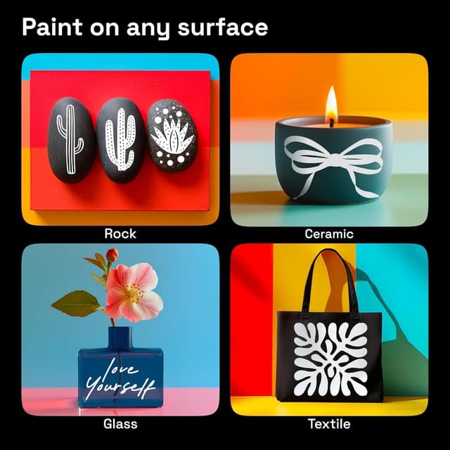 Detalle de Artistro 5 weiße Acrylstifte (Dual Tip Dot & Fein) für Stein, Stoff, Holz, Glas & Deko