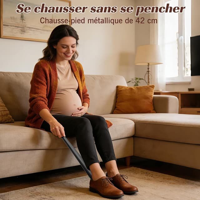 Thumbnail 4 de ZOMAKE Chausse-pied métal 42 cm — manche long en cuir