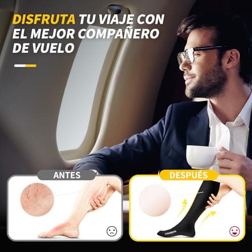 Detalle de CAMBIVO medias de compresión 20-30 mmHg (3 pares) para mujer y hombre: pensadas para deporte, varices y viajes