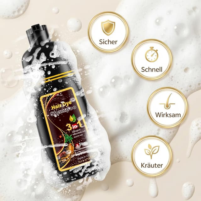 Detalle 2 de JUANCHI Dunkelbraunes Haarfärbeshampoo für graues Haar (500 ml) – ammoniakfreie DIY-Färbung