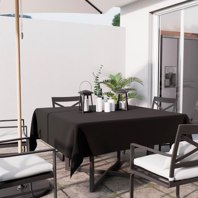 Detalle 2 de Nappe carrée anti-tâches Soleil d'ocre Alix en polyester noir 180x180 cm