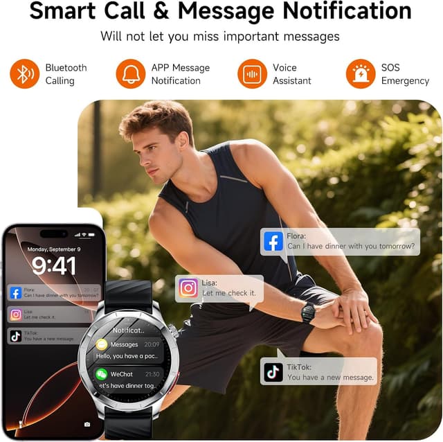 Detalle de Lgnitek 2026 Smartwatch (1.43" AMOLED) with Blood Pressure & ECG, HRV, SpO2, Sleep, 120 Sports Modes (IP68)